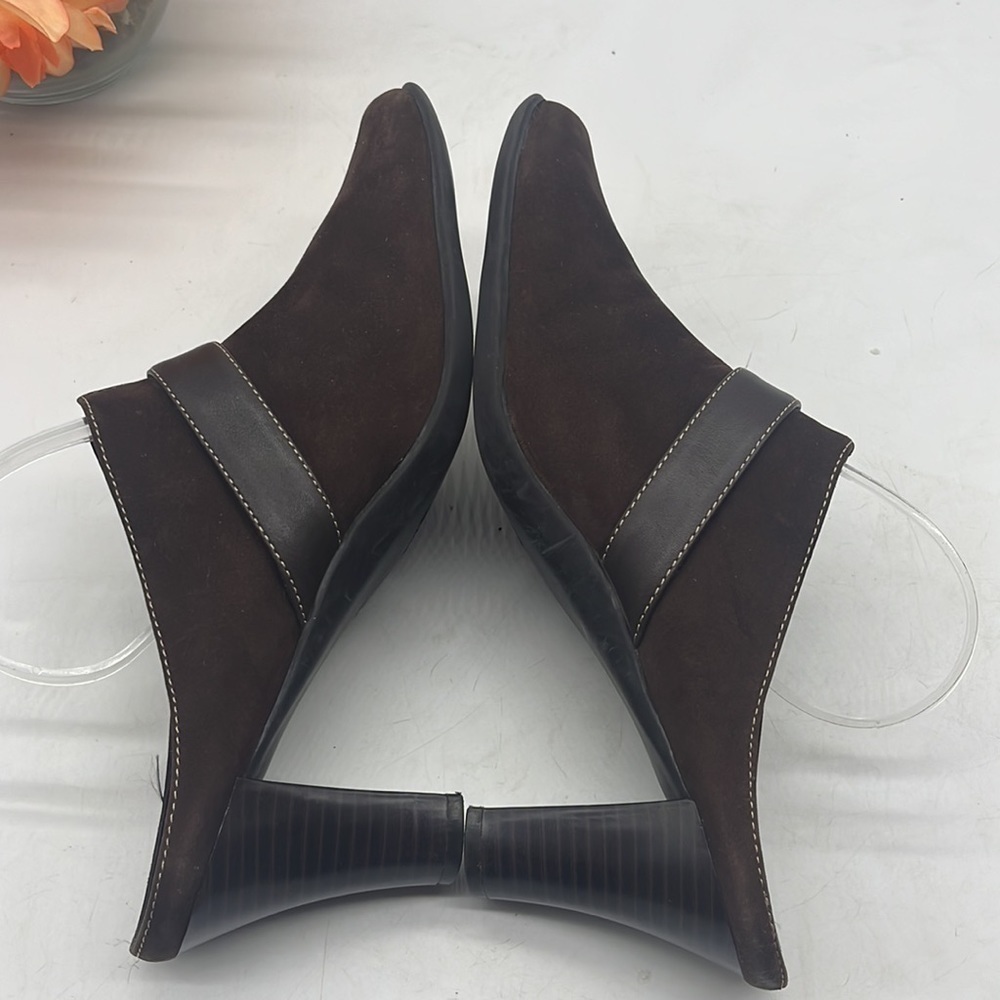 Bass & Co Brown Square Toe Mule Heels Size 9.5 CM4378 - Picture 5 of 8